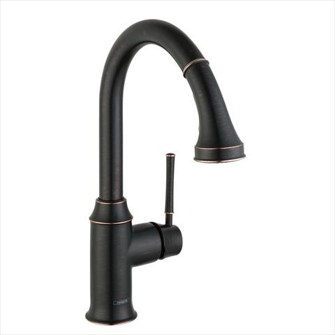 Hansgrohe 4215920 Talis C Single Handle Pull Down Sprayer Kitchen Faucet with Magnetic Sprayhead Docking in Rubbed Bronze