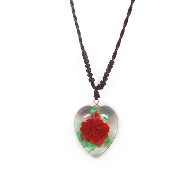 Ed Speldy East FPH101 Real Flower Necklaces Real Rose Heart Shape Clear