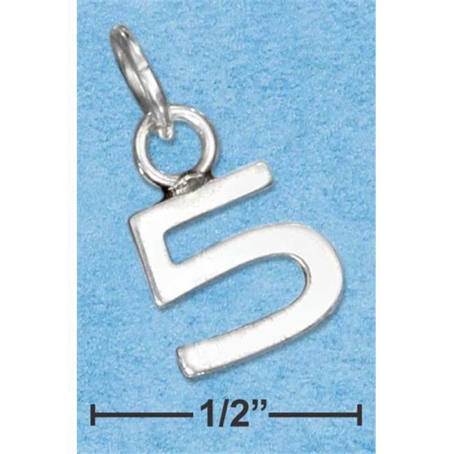 Sterling Silver Fine Lined 5 Number Charm