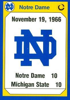Autograph Warehouse 91259 1966 Michigan State Football Card Notre Dame 1990 Collegiate Collection No. 187 