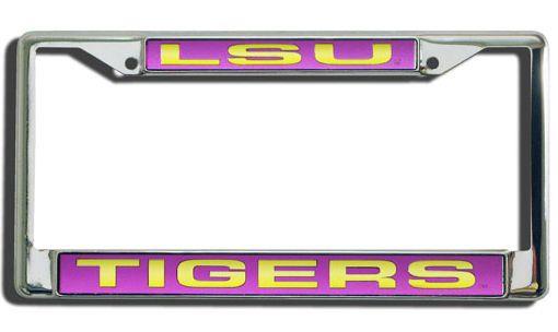 Rico RI FCL170101 Louisiana State Fightin Tigers Laser Etched Chrome License Plate Frame