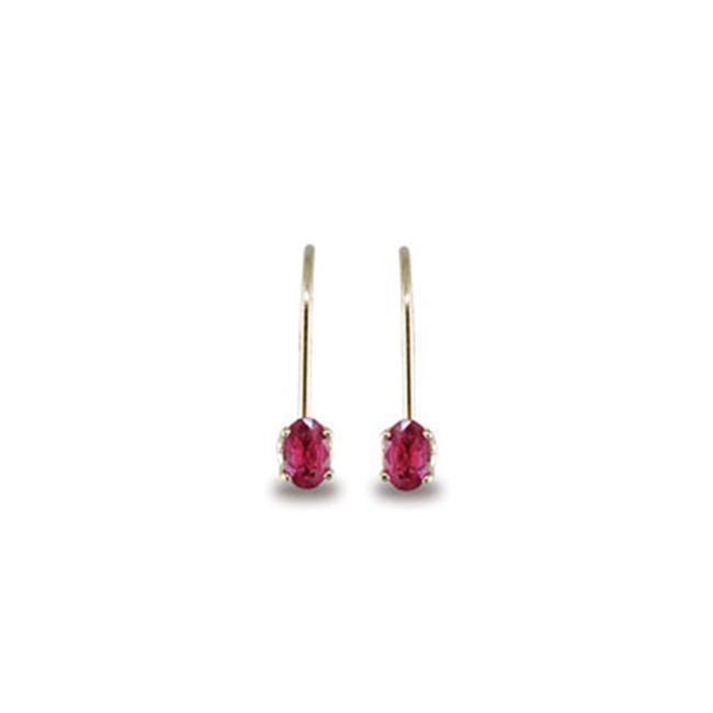 JewelryCastle 3 582 GE 14KWG 14K White Gold Ruby Earrings   0.50 Ct Oval Rubies