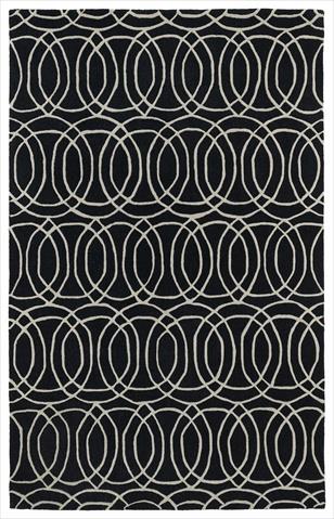 Hand tufted Cosmopolitan Circles Black/ Ivory Wool Rug (8' x 11')