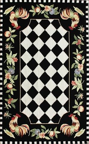 NuLoom HJHK01A 508 5 ft. x 8 ft. Rooster Black Hand Hooked Rectangle Rug