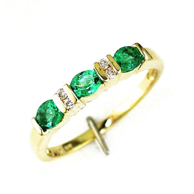 14K Gold Diamond and Emerald Ring Size 7