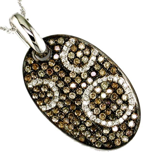 14K White Gold Diamond and Brown Diamond Necklace