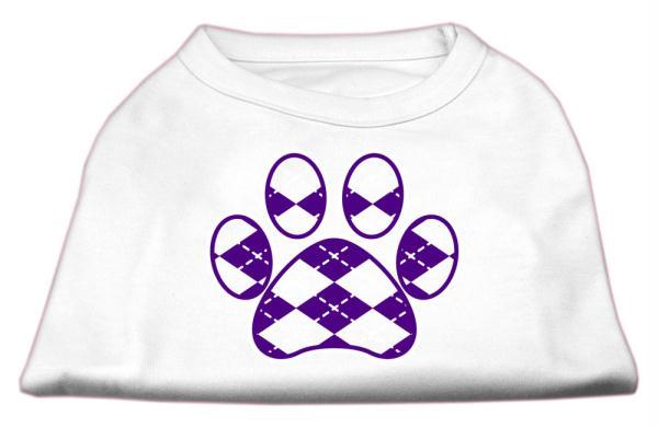 Mirage Pet Products 51 114 XSWT Argyle Paw Purple Screen Print Shirt White XS   8