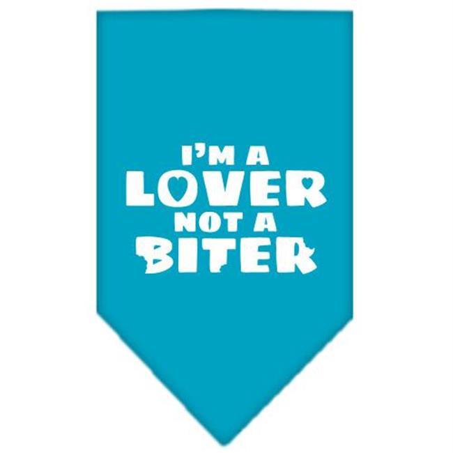 Mirage Pet Products 66 40 LGTQ Im a Lover Not a Biter Screen Print Bandana Turquoise Large