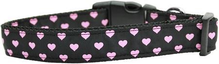 Mirage Pet Products 125 164 MD Pink and Black Dotty Hearts Nylon Dog Collars Medium