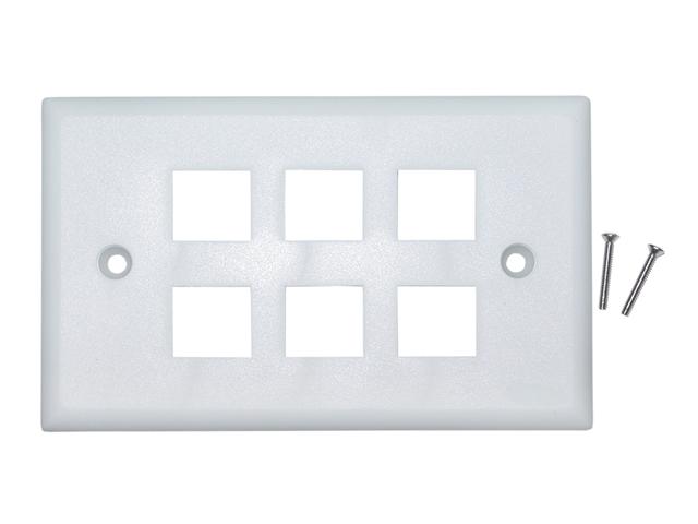 Cable Wholesale 6 Hole for keystone Jack Wall Plate   White