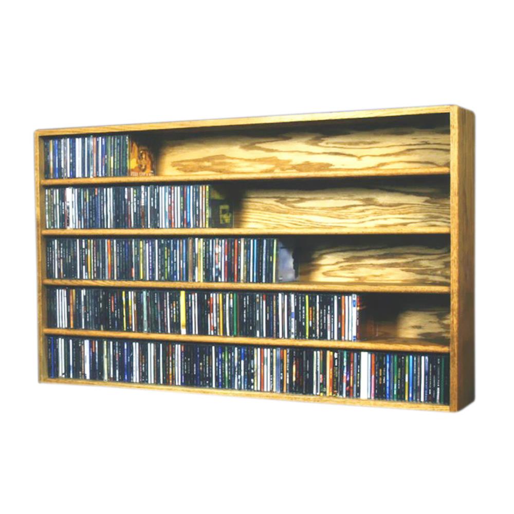 Cdracks Solid Oak Wall or Shelf Mount CD Cabinet Capacity 590 CD's Honey Oak Finish