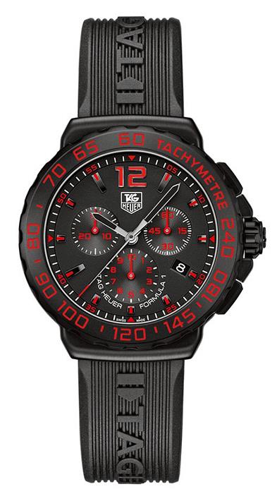 Tag Heuer Formula 1 Chrono Black & Red Dial Black Rubber Watch CAU111DFT6024