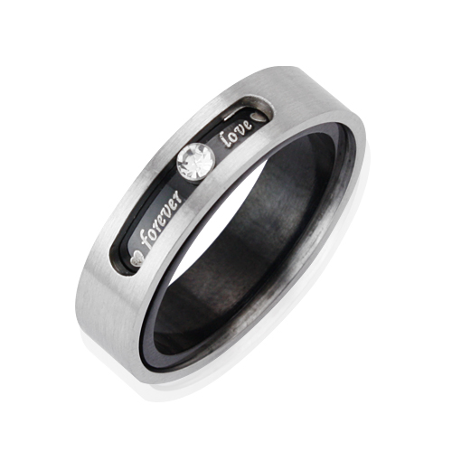 Men's 5.1mm Dual Layer Stainless Steel CZ Forever Love Twistable Band Ring Men (Sizes 7 10)