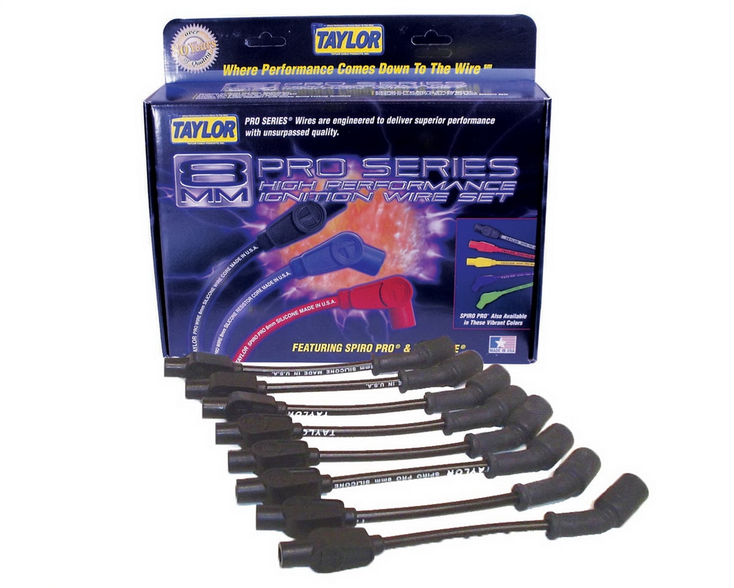 Taylor Cable 74044 8mm Spiro Pro Ignition Wire Set