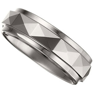 7.3MM Dura Tungsten Faceted Band With Ridge Size 6.5