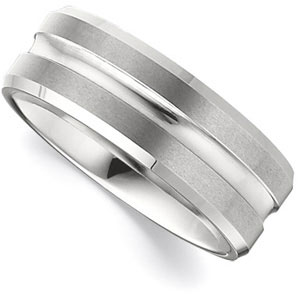 8.3MM Dura Tungsten Beveled Band With Grooved Center Size 10.5