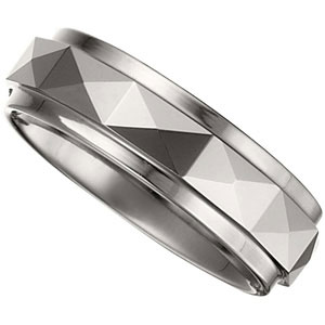 7.3MM Dura Tungsten Faceted Band With Ridge Size 6