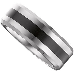 8.3MM Dura Tungsten Flat Band With Black Enamel Size 13