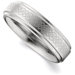 6.3MM Dura Tungsten Flat Band With Grey Laser Design Size 10