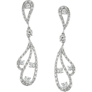 14K White Gold Diamond Earrings   Earrings & Ear Cuffs