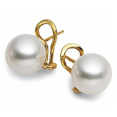 18K Yellow Gold South Sea Cultured Pearl Earring   Earrings & Ear Cuffs