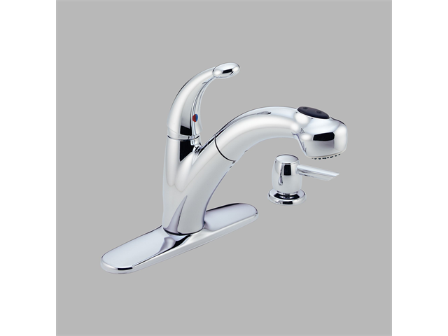 DELTA 980T SSSD DST Pilar Single Handle Pull Down Kitchen Faucet with Touch2O Technology and Soap Dispenser Stainless Steel