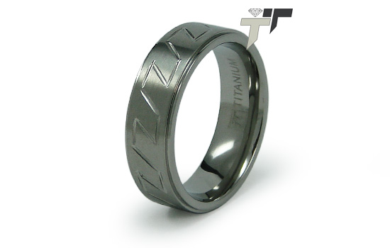 Greek Key Titanium Wedding Ring