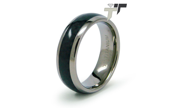 Titanium Carbon Fiber Inlay Men's Ring