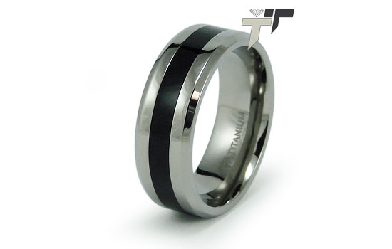 Titanium Ring w/ Black Resin Inlay