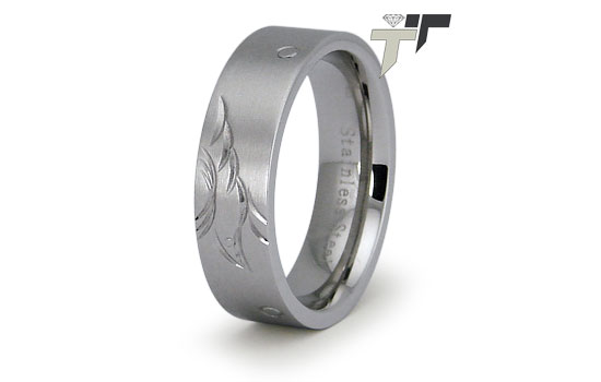 Stainless Steel Ladies Ring w/ Engrave