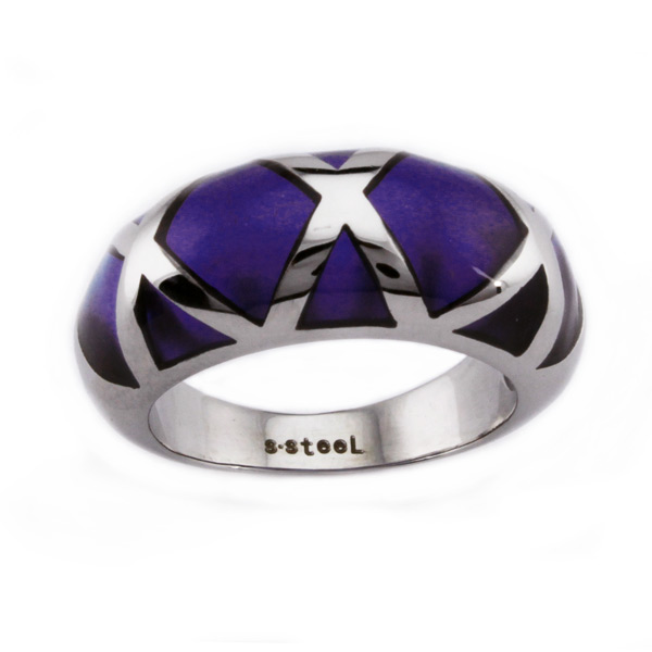 Stainless Steel Women's Ring w/ Color Resin Inlay