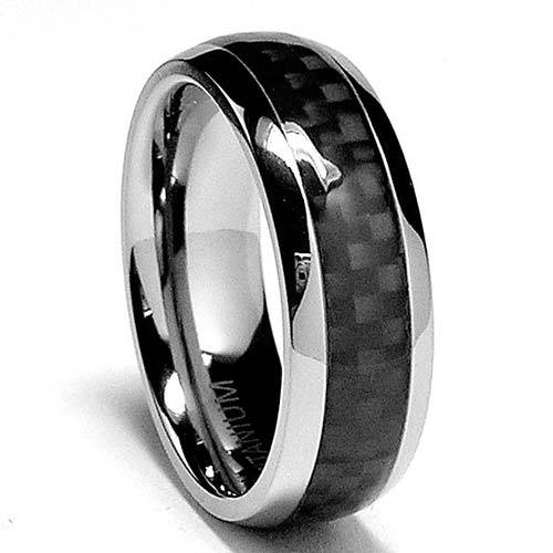 7 MM Titanium Ring Wedding Band with Carbon Fiber inlay