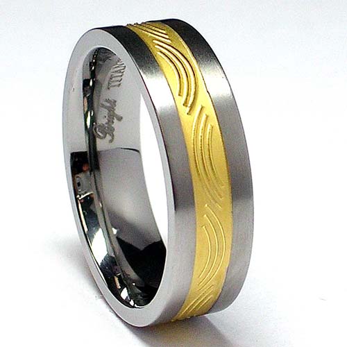 6MM 14K Gold plated Titanium Ring Wedding Band