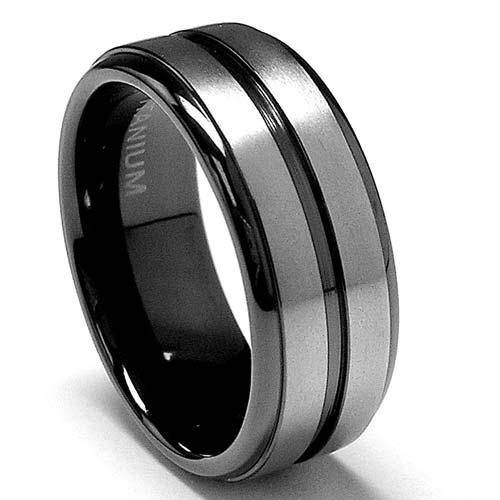 8 MM High Polish / Matte Finish Black Titanium ring Wedding Band