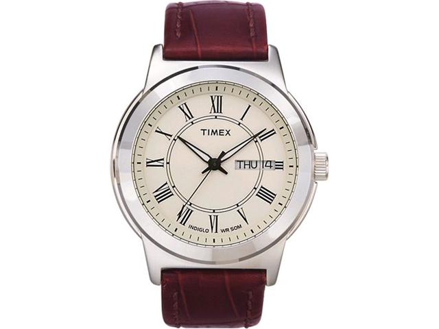 Timex Men's | Brown Leather Strap & Silver Tone Case | Easy Reader Watch T20041 