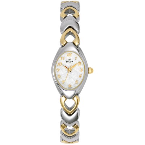 Bulova Women's 98V02 Silver Stainless Steel Quartz Watch with Mother Of Pearl Dial