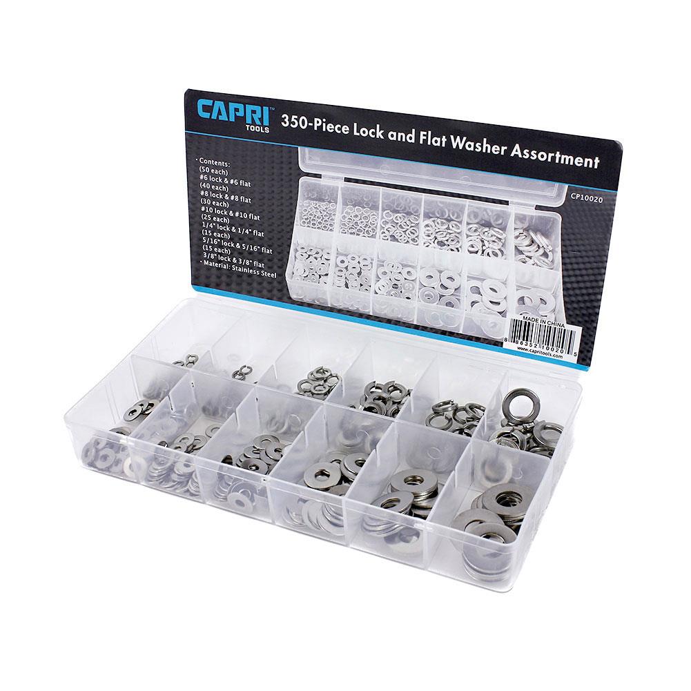 Capri Tools 350 Piece Lock and Flat Washer Assortment Set