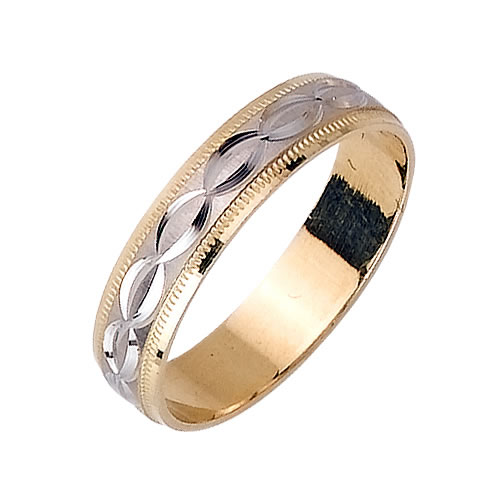 Linked Infinity Pattern Fancy Women's 5 mm 14K Two Tone Gold Wedding Band