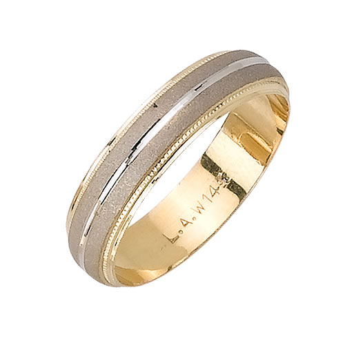 Half Dome With Center Groove Fancy Women's 5 mm 14K Two Tone Gold Wedding Band