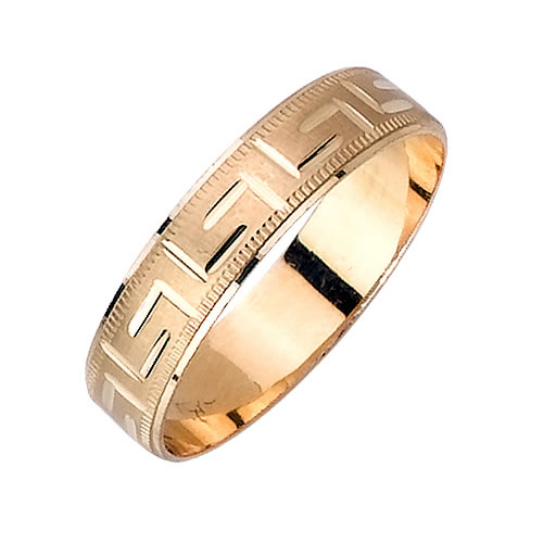 L For Love Pattern Fancy Women's 5 mm 14K Two Tone Gold Wedding Band