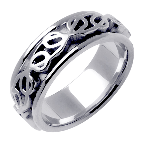 14K White Gold Comfort Fit Infinity Love Knot Celtic Men'S 8 Mm Wedding Band