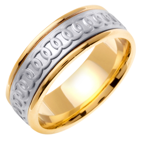 14K Two Tone Gold Comfort Fit Infinity Celtic Men'S 8 Mm Wedding Band