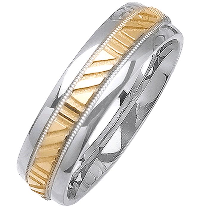 14K  Gold Mens  Diagonal Pattern Wedding Band (6mm)