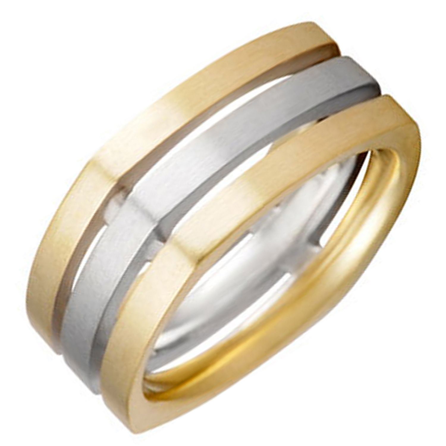 Two Tone Platinun and 18K  Gold Womens  Carved Square Wedding Band (9mm)