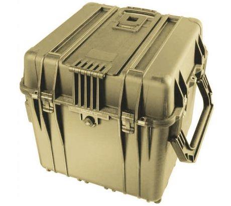 Pelican 340 Watertight Protector 18in Cube Case w/ Wheels, Foam   Tan