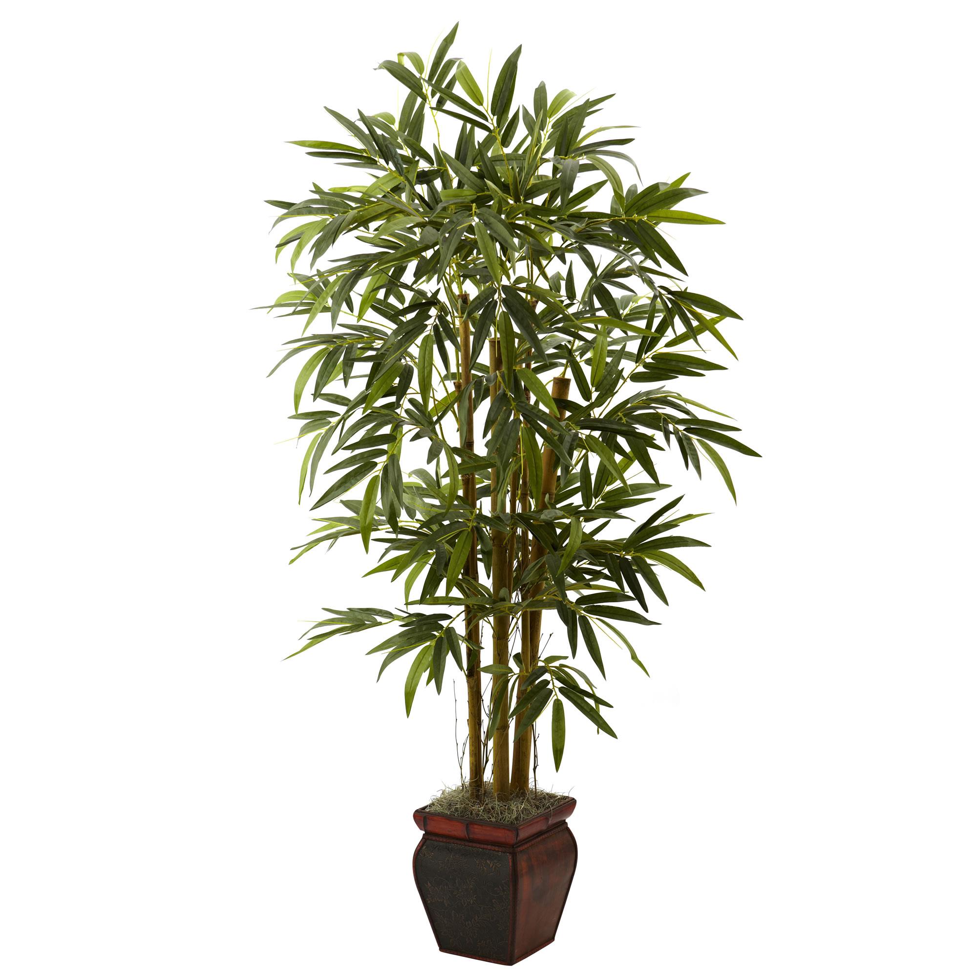 Nearly Natural 5.5 Bamboo w/Decorative Planter