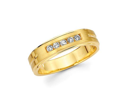 14k Yellow Gold Mens Diamond Wedding Ring Band .21ct (G H Color, SI2 Clarity)