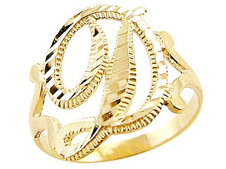 14k Yellow Gold Initial Letter Ring "D"