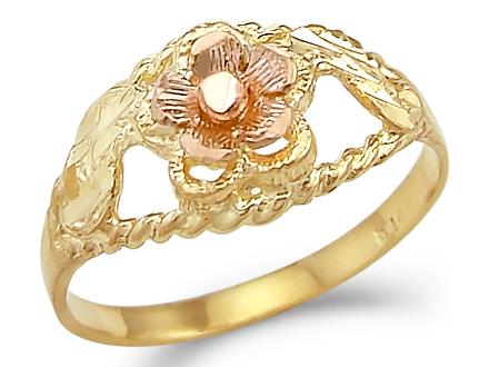 14k Yellow and Rose Gold Two Tone New Flower Ring