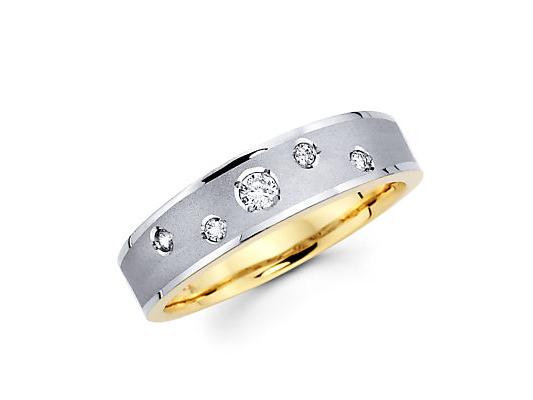 .13ct Diamond 14k White Two Tone Gold Hers Wedding Ring Band (G H Color, SI2 Clarity)